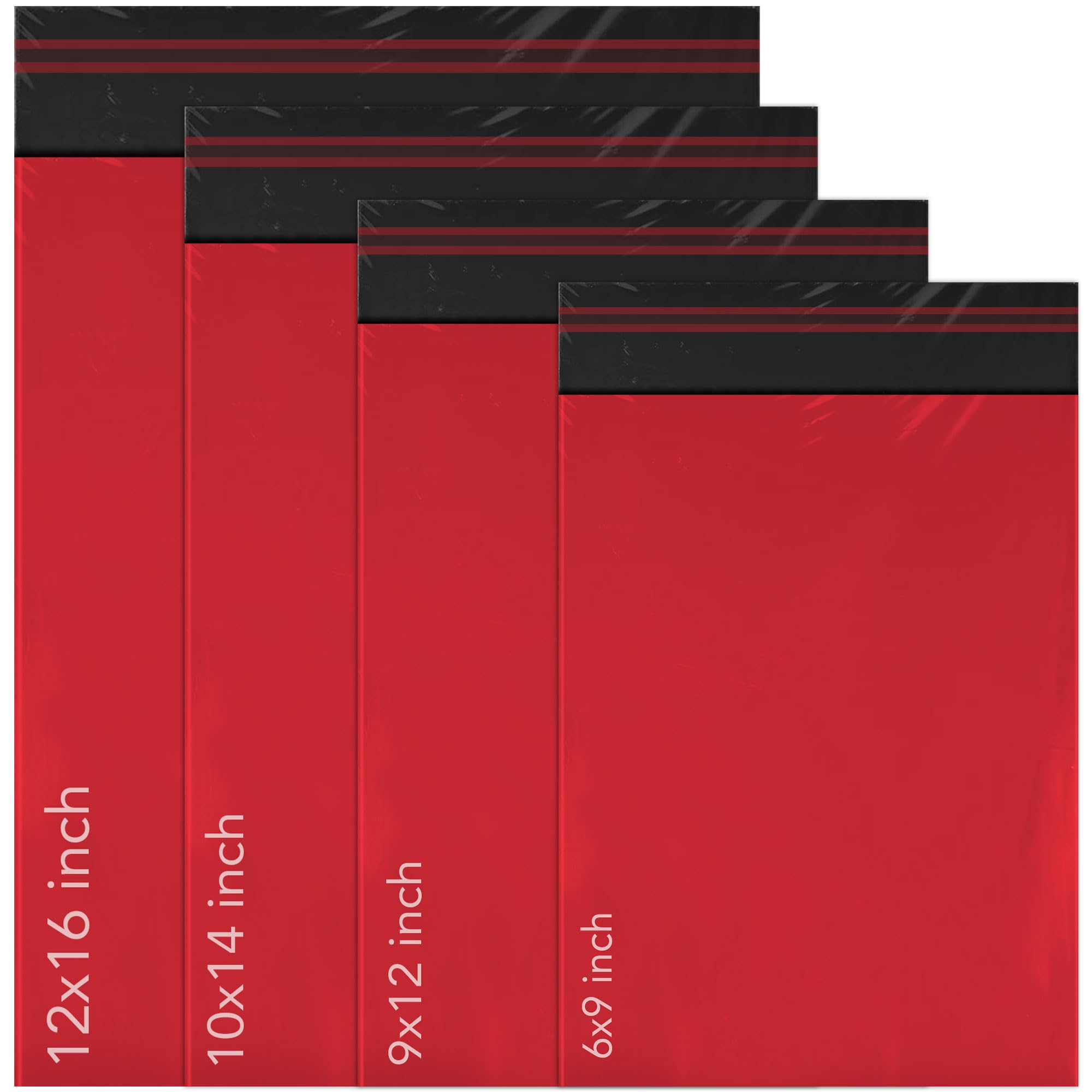 100 Mixed Mailing Poly Postal Self Seal Bags 4 Sizes 25 from Each iSOUL Small to Large Mailing Bags Postage Packaging Assorted Mailers Posting Shipping Post Parcel Package Bags Red