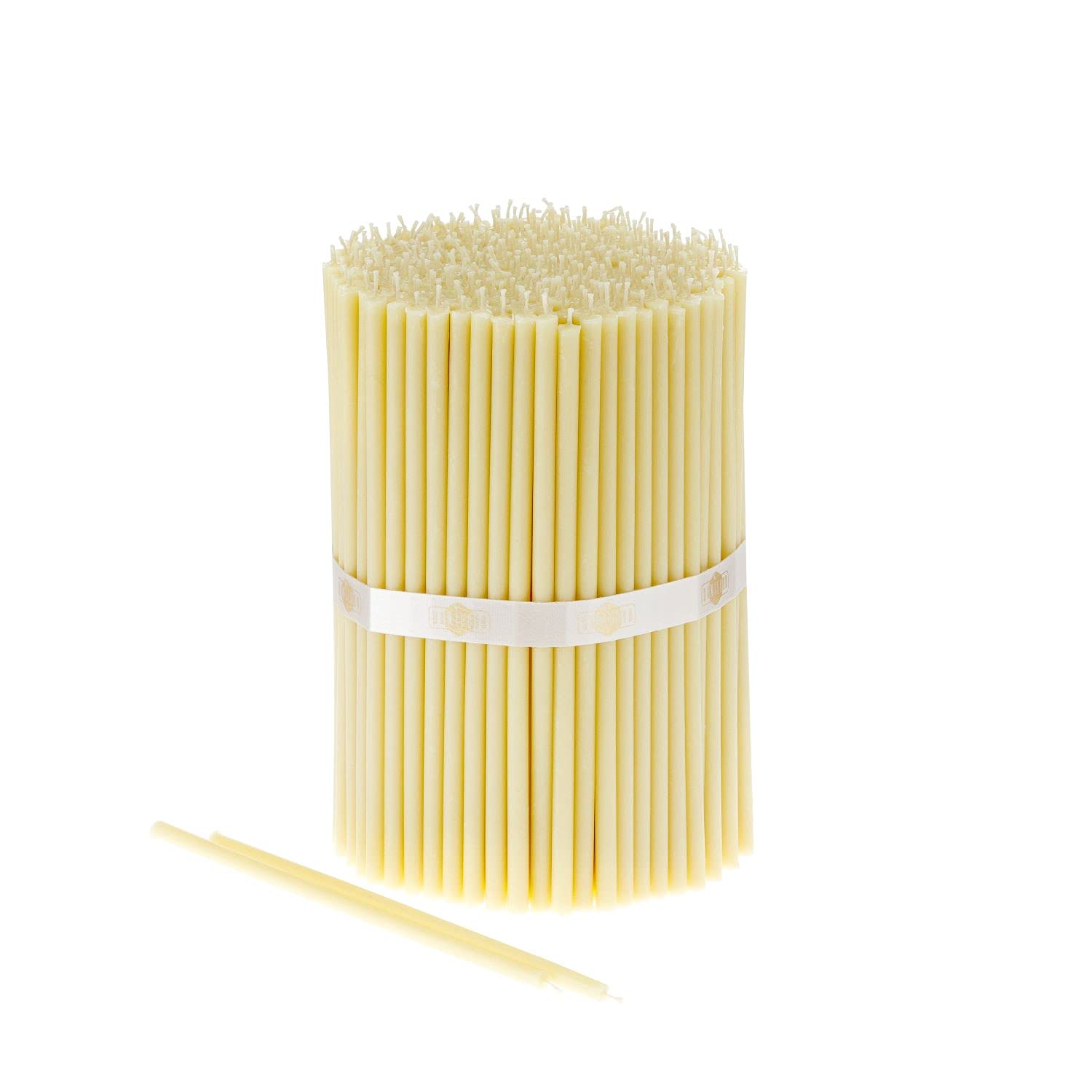 Danilovo Thin Taper Beeswax Candles - Honey-Scented, Decorative Candles Ideal for Birthday Decoration or Church Prayers - White Drip Free, Tall & Smokeless Pack of 400 pcs, 18,5 x 0,61 cm