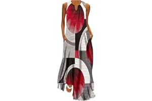 FEANCEY Summer Maxi Dresses for Women 2023 Casual Boho Sundresses Sleeveless Elegant Long Dress Beach Vacation Party Dresses