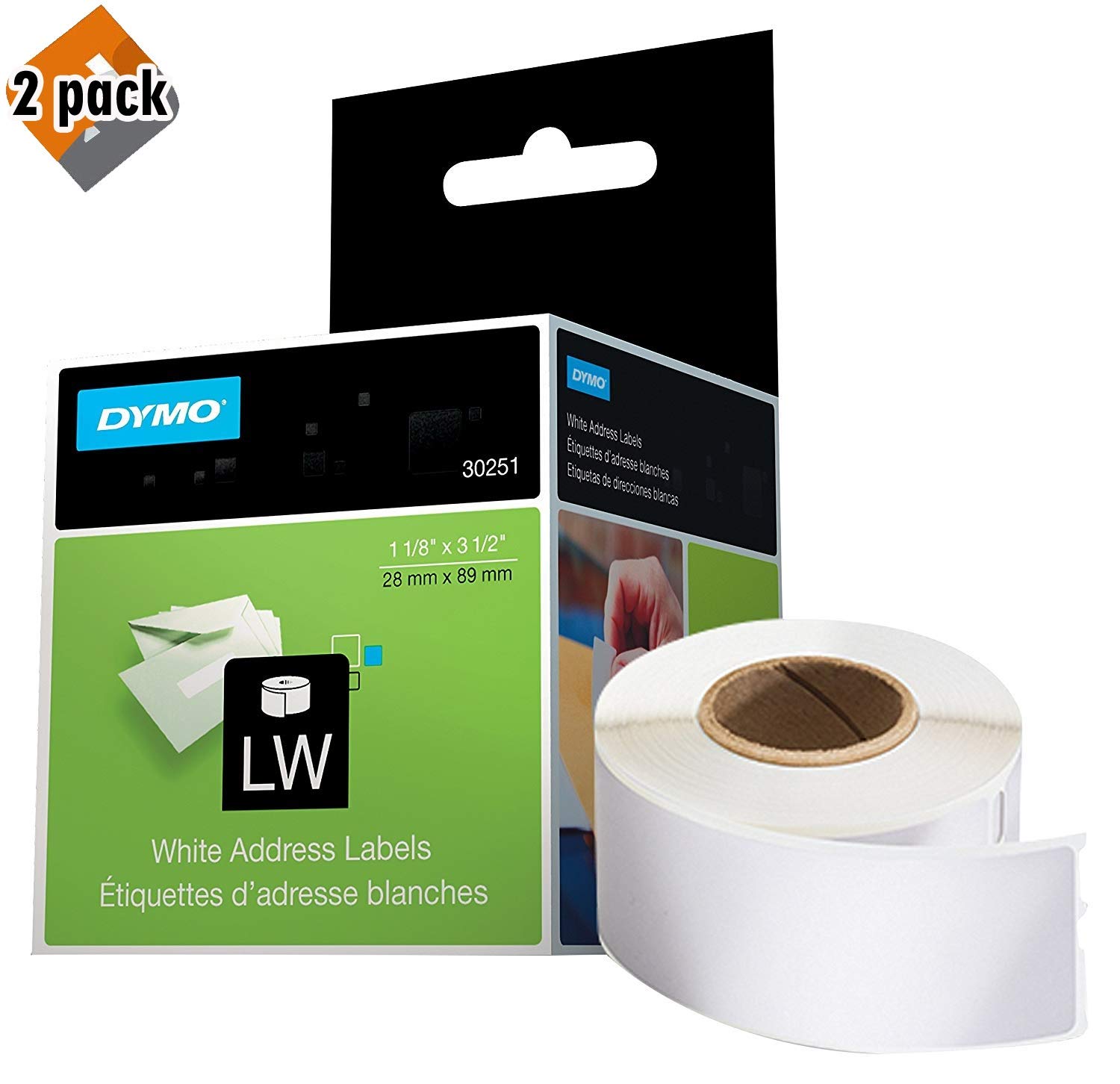 DYMO LabelWriter Label Thermal, Printer Labels Address Standard 1-1/8\' x 3-1/2\' 260 Labels, 2 ...