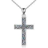 YFN Cross Necklace with Sunflower Rose Flower Sterling Silver Infinity Love Celtic Knot Pendant Necklace for Women