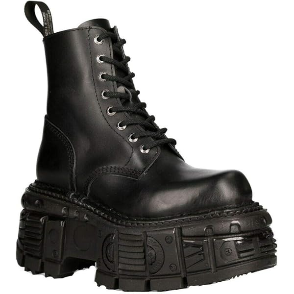 Amazon.com | New Rock Mili-084N-S3 Black Gothic Boots Military