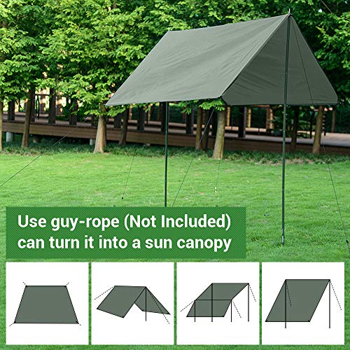 WOLFWILL 94 x 86 Inch Waterproof Camping Tarp - Mutifunctional Tent Footprint Groundsheet for Picnic Hiking Beach Mat with Stakes Drawstring Pouch