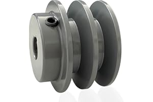 FUYEAR Double Groove Pulley/Sheave 2.5"OD 5/8"Bore AK Fixed Bore Pulley for A 3L & 4L (A & AX) V-Belts,Cast Iron,Grey,2AK25-5/8