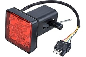 Anzio 15-LED Red Tail Brake Light w/ 2" Red Lense Trailer Hitch Receiver Cover Compatible with Towing Hauling Truck SUV RV