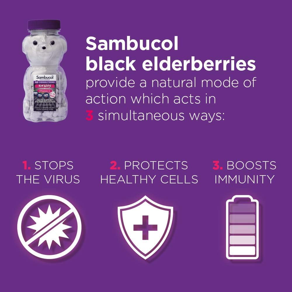 Sambucol Natural Black Elderberry Kids Chewable Teddies, 60 Count (Pack of 1) - Image 5