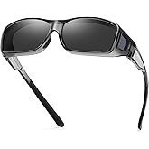 DUCO Polarized Wraparound Fitover Glasses Wear Over Sunglasses for Men Women UV Protection Sun Glasses 8954