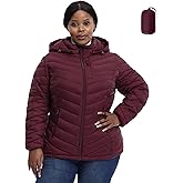 HHE Plus Size Women Packable Puffer Jacket 1X-6X Water-Resistant Lightweight Coat Detachable Hood(Exclusively Plus Size)