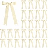Meseey 30 Pcs 5 x 7 Inch Champagne Grosgrain Ribbon Bows with Twist Tie Gift Bows for Gift Wrapping, Crafts, Parties (Champagne,Width of 1")