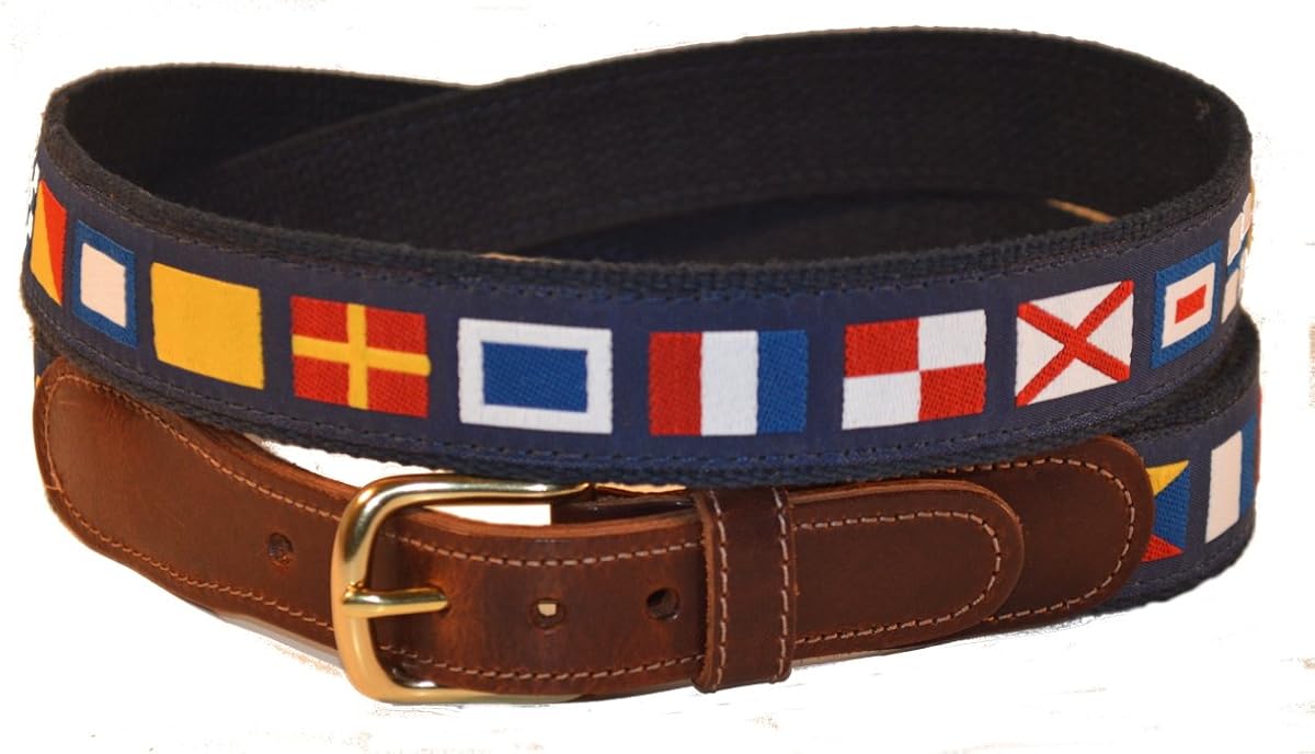 Preston Leather Nautical Code Flag Belt Blue Blue 44 Amazon.co.uk