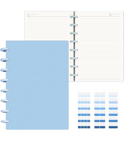 A5 Discbound Notebook With 8 Discs - 180 Page Removable Spiral Planner With Index Stickers, Rose Red