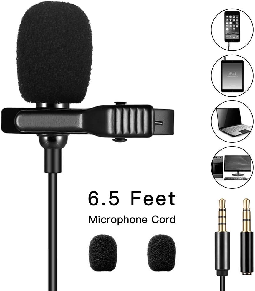 Lavalier Lapel Microphone AudioFina Omnidirectional Condenser 3.5mm Mic Perfect for Recording Youtube/Interview/Video Conference/Podcast/Voice Dictation/iPhone/ASMR (3.5mm TRRS)