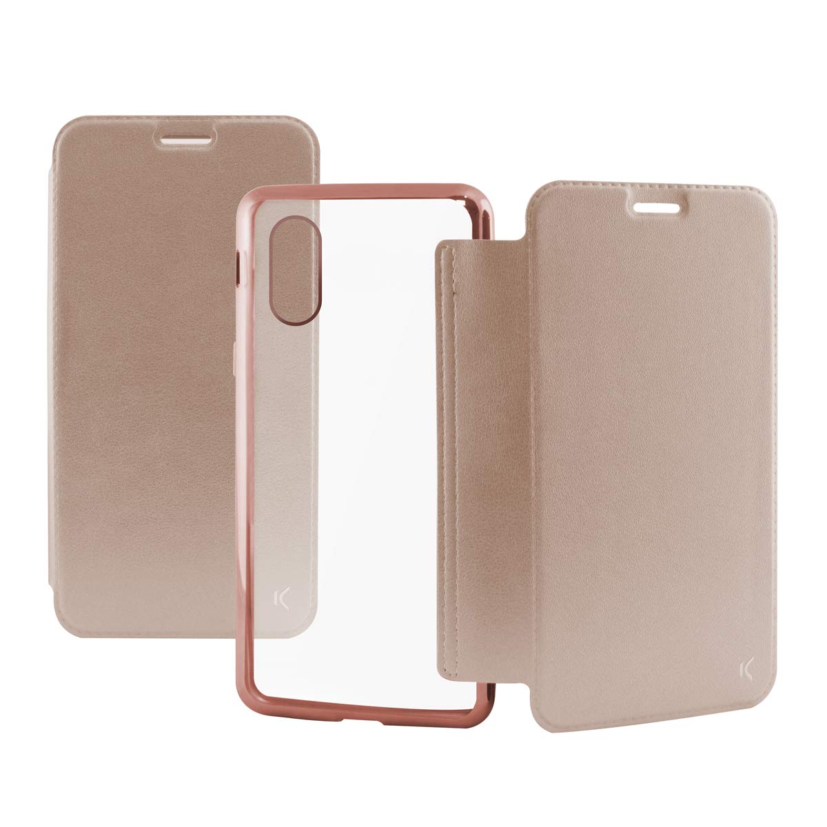 KSIX smart your tech Flip Case for iPhone X, iPhone XS, Semi-Rigid, Pink