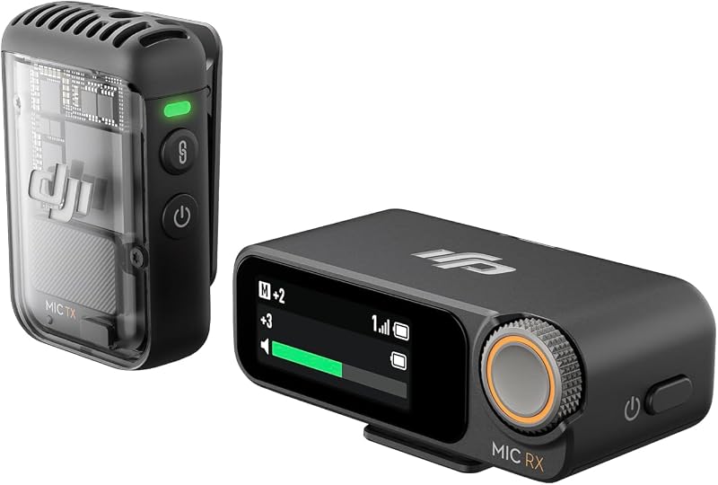 Mic 2 (1 Sender + 1 Empfänger), kabelloses Mikrofon mit intelligenter Rauschunterdrückung, interne 32-Bit-Float-Aufnahme, optimierter Sound, 250 m Reichweite, Mikrofon für iPhone, Android