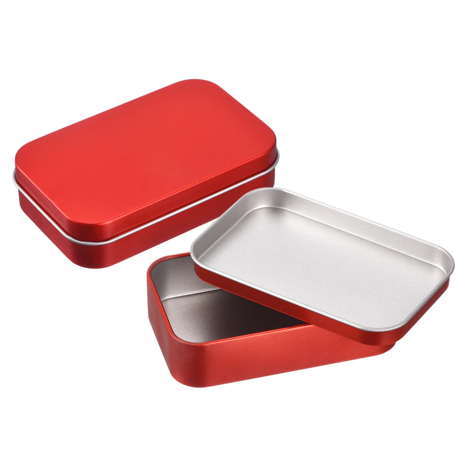 Photo 1 of uxcell 12 Pcs Metal Tin Box Container, 3.7x2.4x0.9 Inch Rectangular Empty Box Home Organizer Mini Portable Storage Containers with Lids for Candy Drawing Pin Crafts, Red