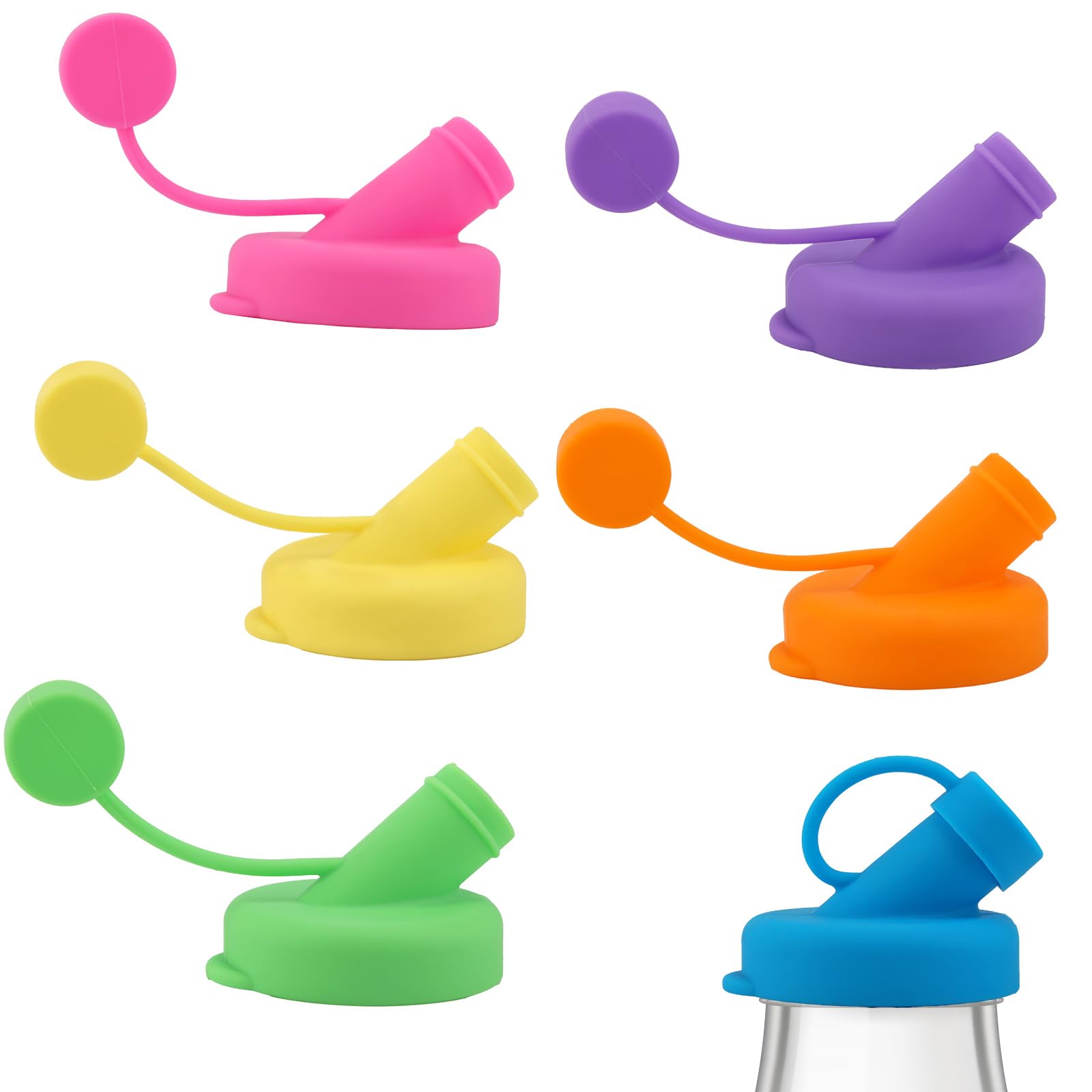 Photo 1 of 6pcs Silicone Milk Bottle Dispenser Caps, 1.89 Inch Diameter Pour Spout Lids Leak Proof Replacement Lids Suitable for Homemade Beverages (6 Colors)