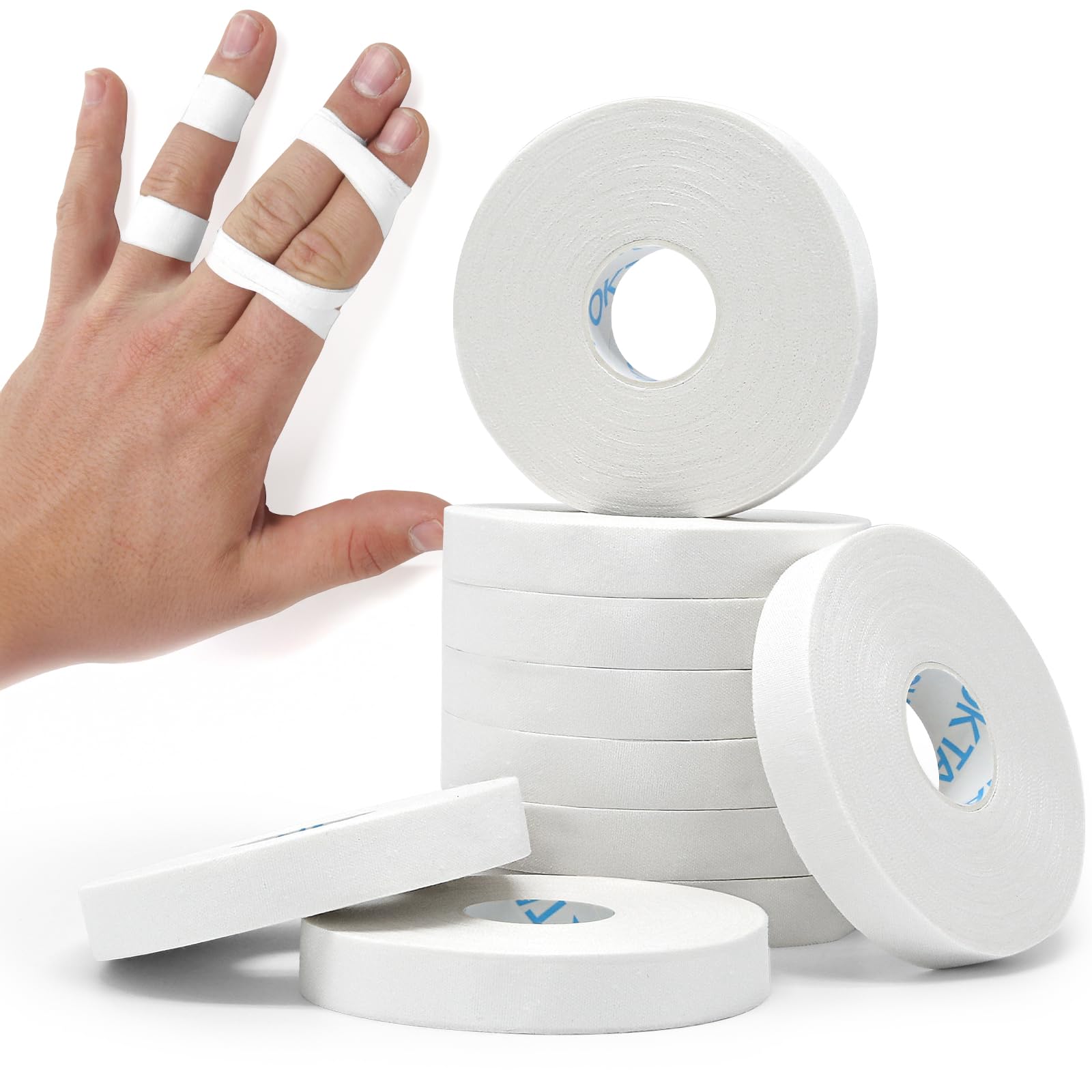 Photo 1 of ****MANY PIECES MISSING****OK TAPE Athletic Finger Tape (10Rolls 450FT), Finge Wrap Tape, Extra Strong Adhesive Finger Support and Protect Tape, Hand Grip Tape for Rock Climbing, MMA, Jiu Jitsu, Volleyball, White