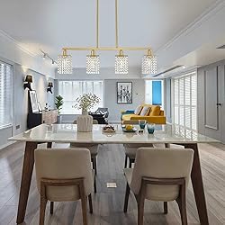 BONLICHT Modern Crystal Linear Chandelier4 Light