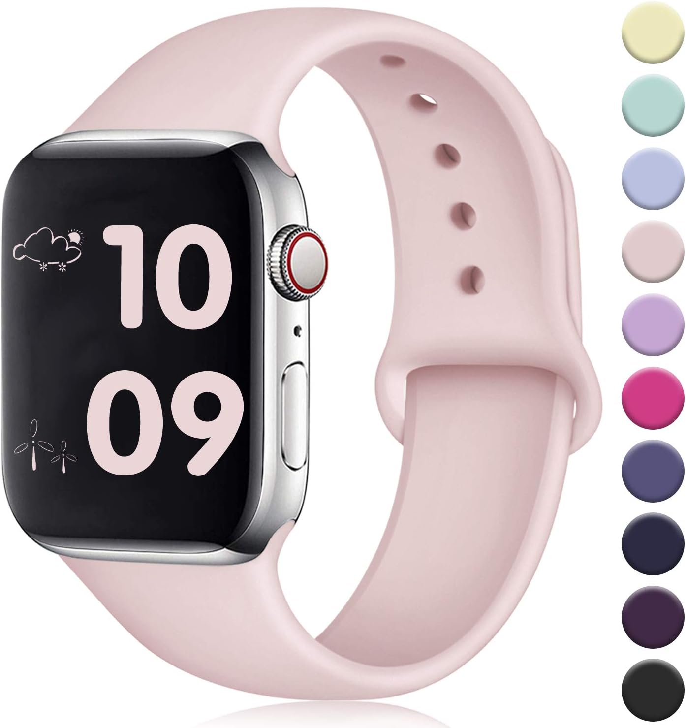 DaQin Bands Compatible with Apple Watch Band 38mm 40mm 42mm 44mm, Soft Silicone Sport Replacement Wristbands Strap for iWatch Series 5 Series 4, Series 3/2/1