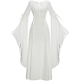 daizbella Renaissance Dress Medieval Costume Women Exclusive Medieval Wedding Dress with Long Trailing Sleeves