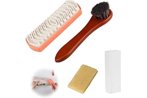 4PCS Shoe Cleaning Kit, Suede Brush and Nubuck Cleaning Kit - Leather Brush Rubber Block Stain Remover Eraser for Cleaning Sn