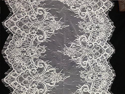 Eyelash Corded Lace Fabric,wedding Lace Trim, 3meters Eyelash Lace,chantilly Wedding Lace-lsm3lcs (off white LSM3LC001-1)
