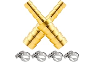 Beduan Brass Reducer Hose Barb Fitting, 3/8 "-5/16" Hose ID, Reducing Brabed Splicer Mender Union Air Water Fuel (Pack of 2)
