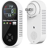 Portable Carbon Monoxide Detectors Plug in 4-in-1 Gas Detector for Home, RV, Hotel Room – Natural Gas & CO Alarm with Temperature & Humidity Display (1 Pack)