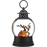 Halloween Lantern, Black Cat Snow Globes with 6H Timer, Lighted Battery &amp; USB Operated Halloween Snow Globe, Spinning and Swirling Glitter Musical Snow Globe Halloween Decorations Indoor Gifts