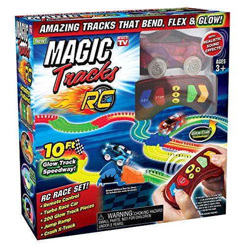 Ontel Magic Tracks RC with Remote Control Turbo Race Cars and 10 ft of Flexible, Bendable Glow in the Dark Racetrack, As Seen on TV