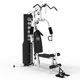 Marcy Home Gym Workout Station, Full Body Exercise and Training Equipment with Leg Press, Cable Pulley, Smith Machine, LAT Pulldown & Weights, White