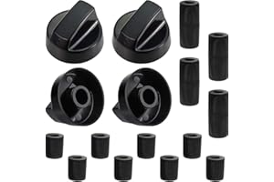 4 Pack Oven Control Knobs Replacement with 12 Adapters (Black),Compatible with Most Stoves, Ranges and Kitchen Appliances,Dur