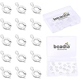 BEADIA Silver Plated Spring Clasps Non Tarnish 6mm 20pcs for Jewelry Making Findings