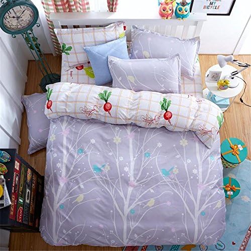 FY Single Twins Size Cotton Blend 3 pieces Purple White Polka Dot Starry Sky for Teens Boys Girls Prints Duvet Cover Sets (Twin, 1duvet Cover+2pillowcases)