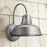 Urban Barn Rustic Farmhouse Outdoor Wall Light Fixture Galvanized Steel Gooseneck Arm 13" for Exterior House Porch Patio - John Timberland