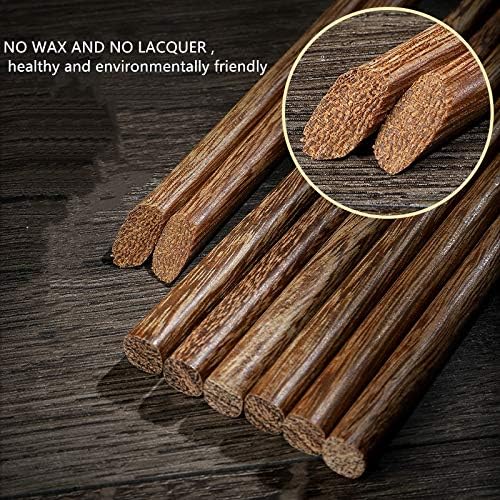 10 works Natural Wood Chopsticks, Reusable Natural Wooden Chopsticks, 9.8'' Chinese Chopsticks Tableware Set for Noodle,Sushi - Image 4