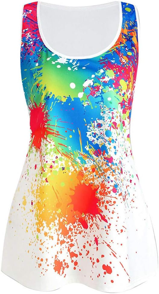 Kanpola Fashion Women O-Neck Sleeveless Cold Shoulder Cat Pattern Print Crop Tank Top Vest Cami Top Going Out Tunic Off The Shoulder Party Tops