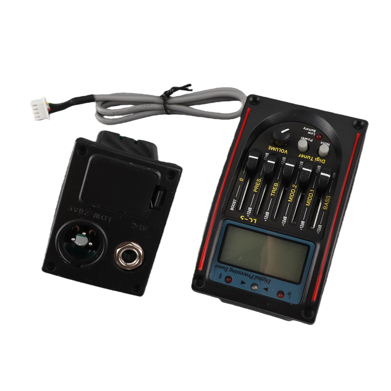 Dilwe Guitar Pickup, 5-Band Preamp EQ LC-5 Equalizer Tuner Piezo Pickup for Acoustic Guitars