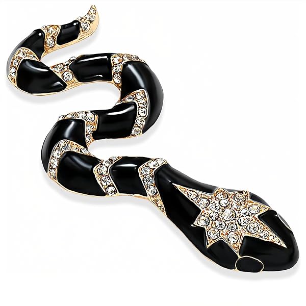 UNVAK Silver Snake Rhinestone Brooch Pin - Copper Base With Green Rhinestones, Elegant Lapel Pin For Dresses & Scarves