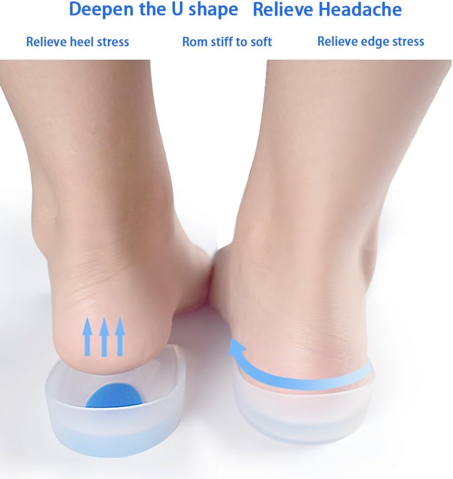3 Pair Gel Heel Cups Plantar Fasciitis Inserts - Silicone Gel Heel Pads for Heel Pain, Bone Spur & Achilles Pain, Gel Heel Cushions and Cups, Pad & Shock Absorbing Support: Health & Personal Care