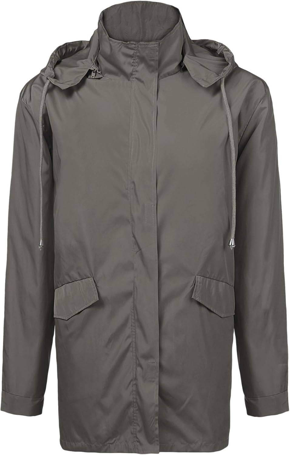 ZEGOLO Men's Raincoats Waterproof Windbreaker Lightweight Active Outdoor Full Zip Hooded Long Rain Jacket Trench Coats Deep Grey Small at  Men’s Clothing store
