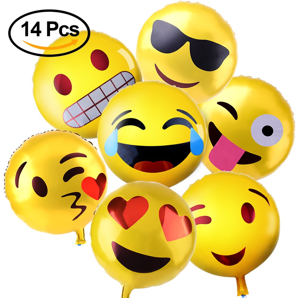 KUUQA 14 Pcs Emoji Mylar Party Balloons Emoji Balloons