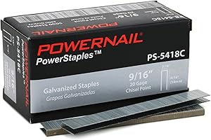 Powernail PS5418C 20 Gauge 3/16 Inch Crown 9/16 Inch Length Chisel Point Staple (Box of 5000)