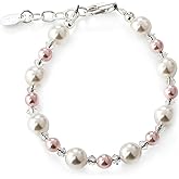 Cherished Moments 925 Sterling Silver Children's Bracelet with Simulated Pink and White Pearls for Babies and Little Girls
