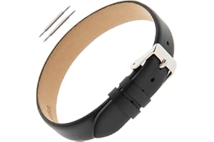 Gilden Ladies 8-12mm Classic Calfskin Black One-Piece Leather Watch Band Charm Bracelet F601