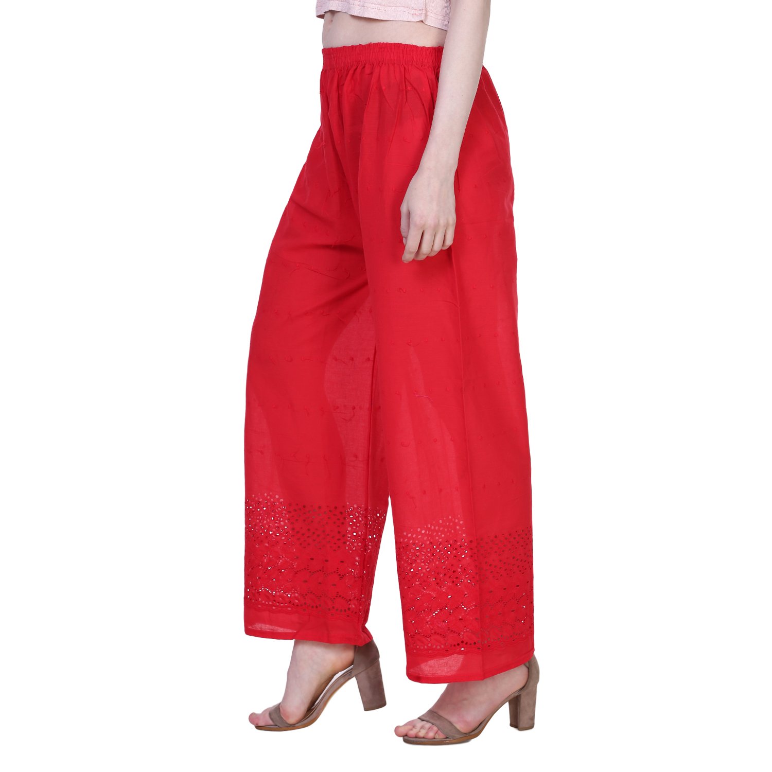 myshka women solid straight palazzos