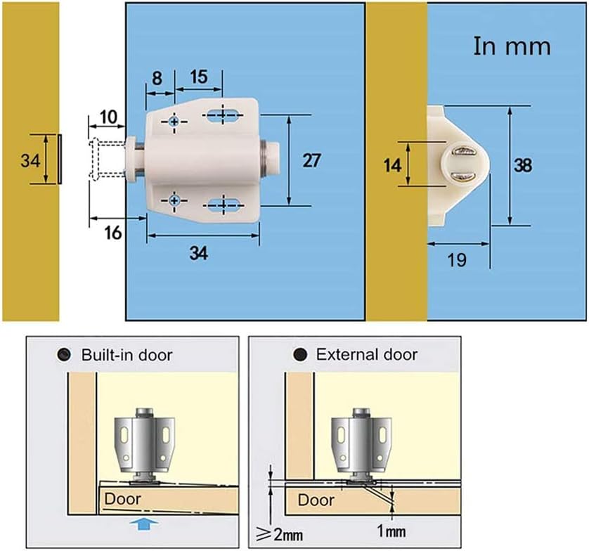 Beige Concisea 6 piezas Cierre Magnético Captura Magnética Amortiguador