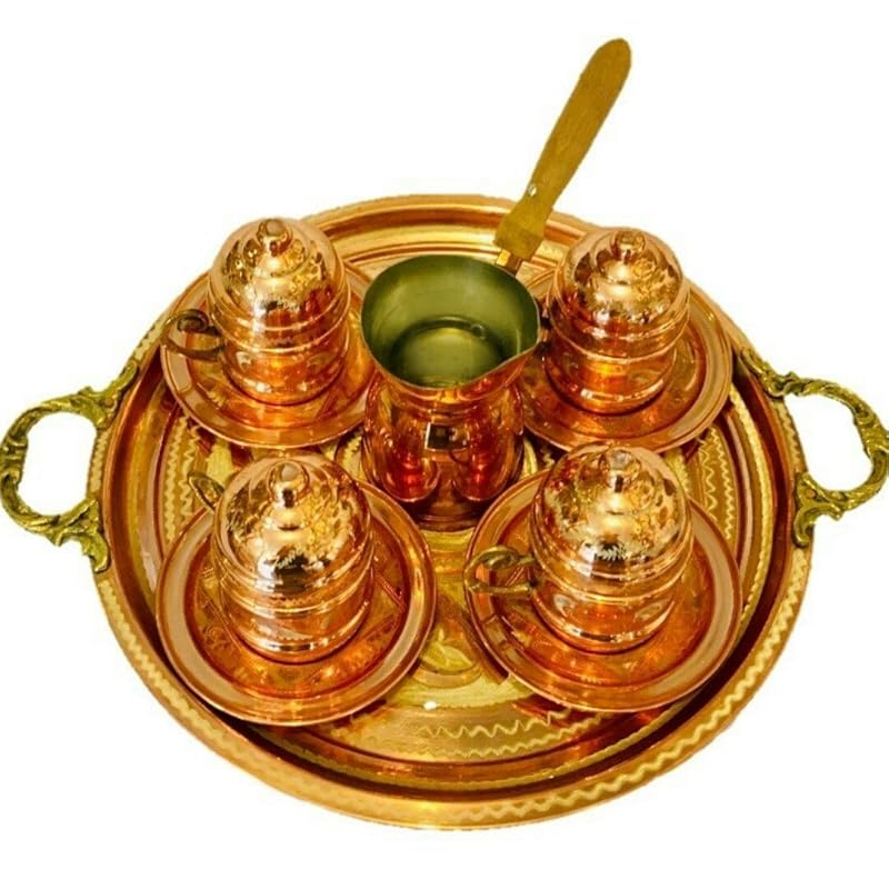 Copper Coffee & Espresso Serving Set of 4, 100 Handmade