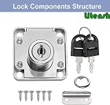 Litensh Cam Lock 22mm Security Cabinet Lock with 2 Keys Zinc Alloy 40x40mm view 5