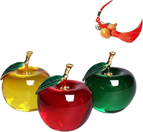 Amazon Co Jp クローブキューブ りんご ガラス オブジェ ペア 2色 セット 風水 インテリア 水晶 瓢箪 ストラップ 付き 赤 黄 緑 家電 カメラ